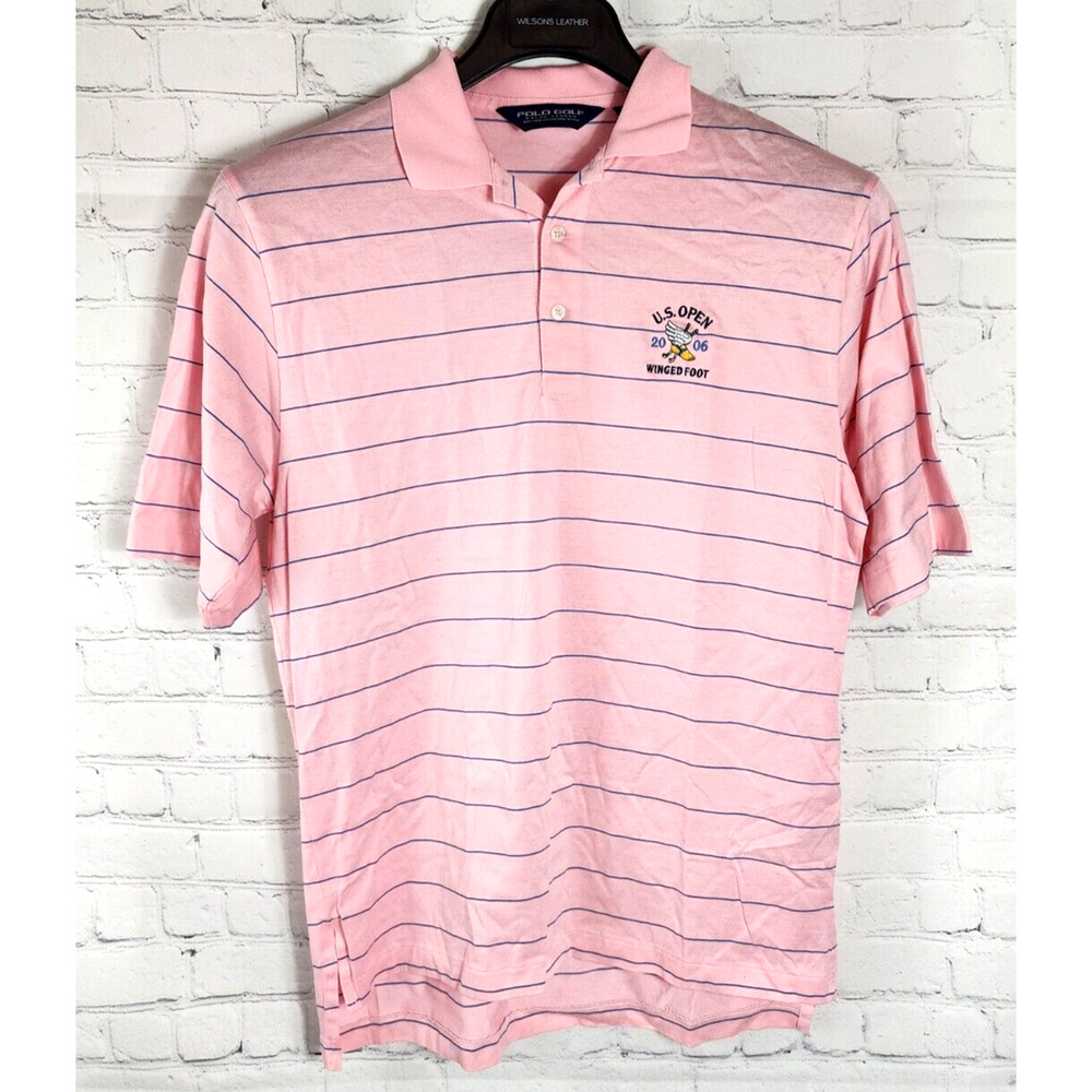 2006 US Open Winged Foot Polo Shirt Mens Pink Striped Polo Golf Small